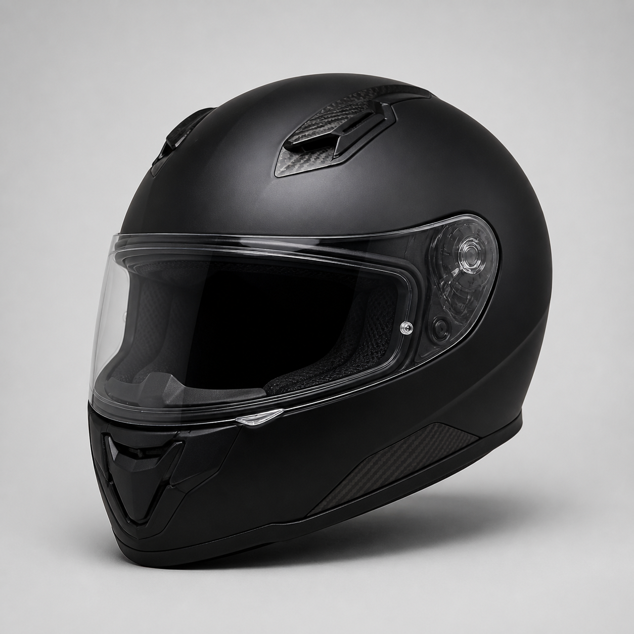 Premium full-face motorcycle helmet shell and visor detail